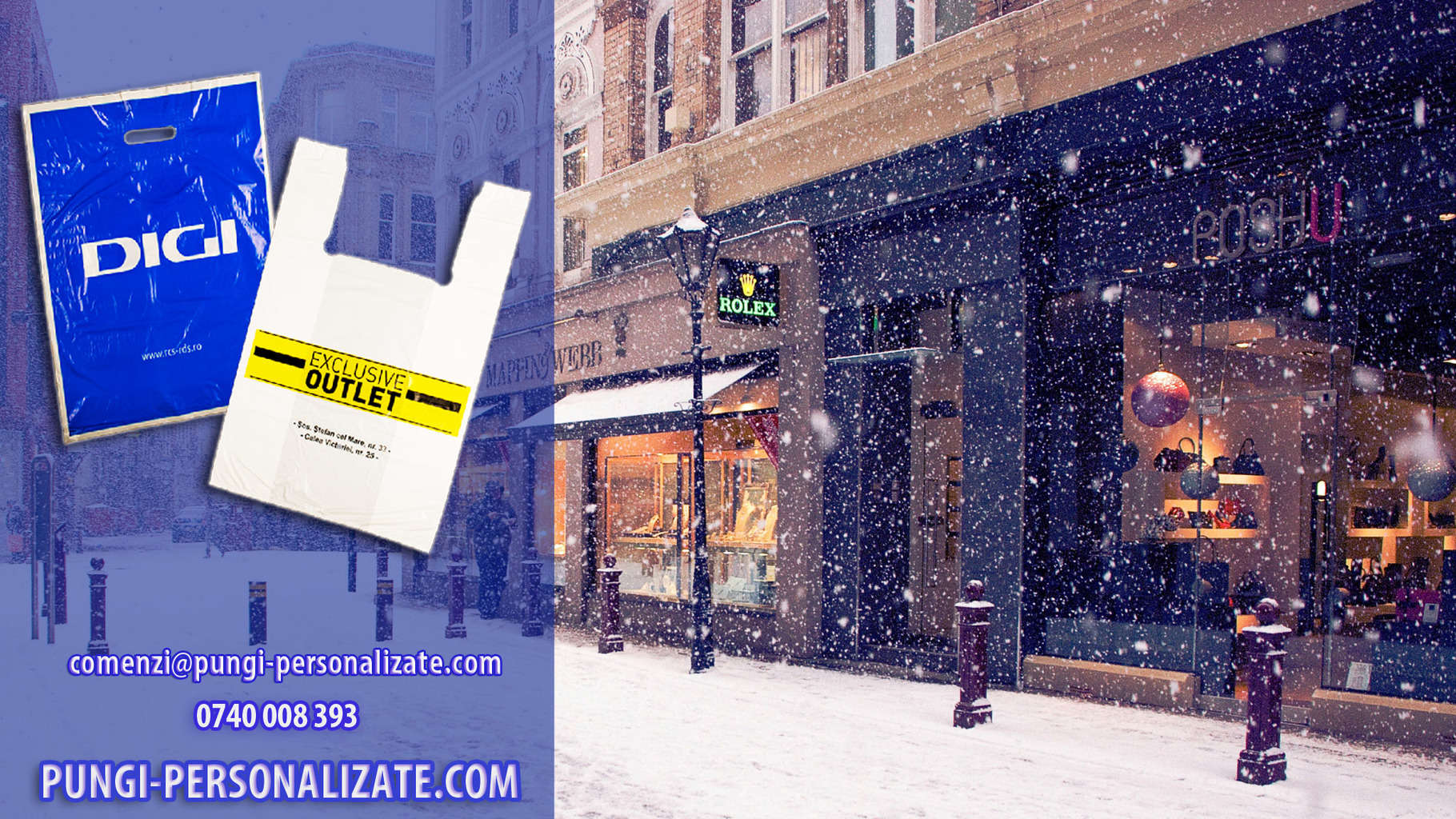 Pungi de plastic personalizate pentru sarbatori de iarna ca-n povesti!